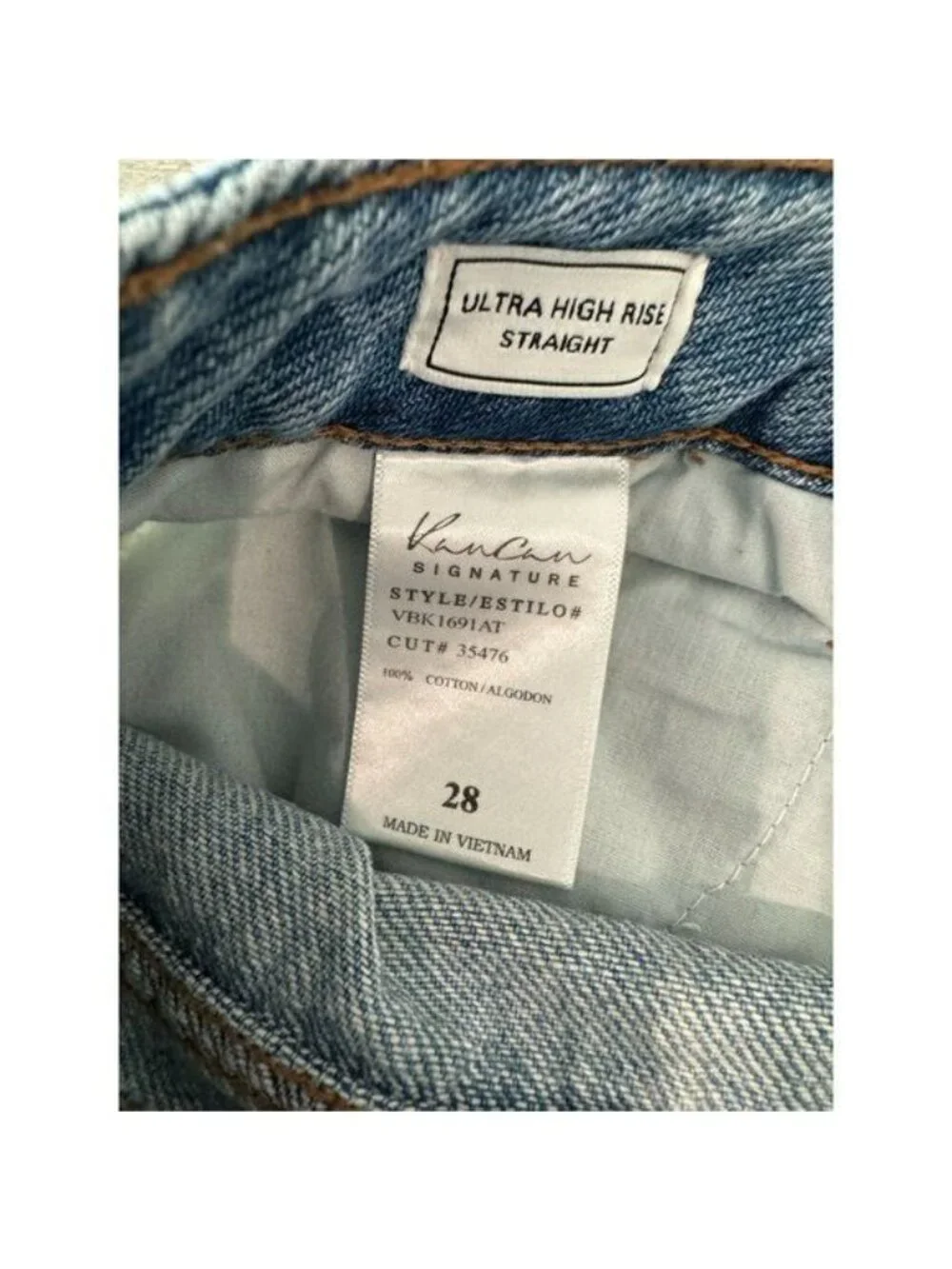 Kancan Signature Ultra High Rise 90s Cropped Straight Jeans Blue Size 28